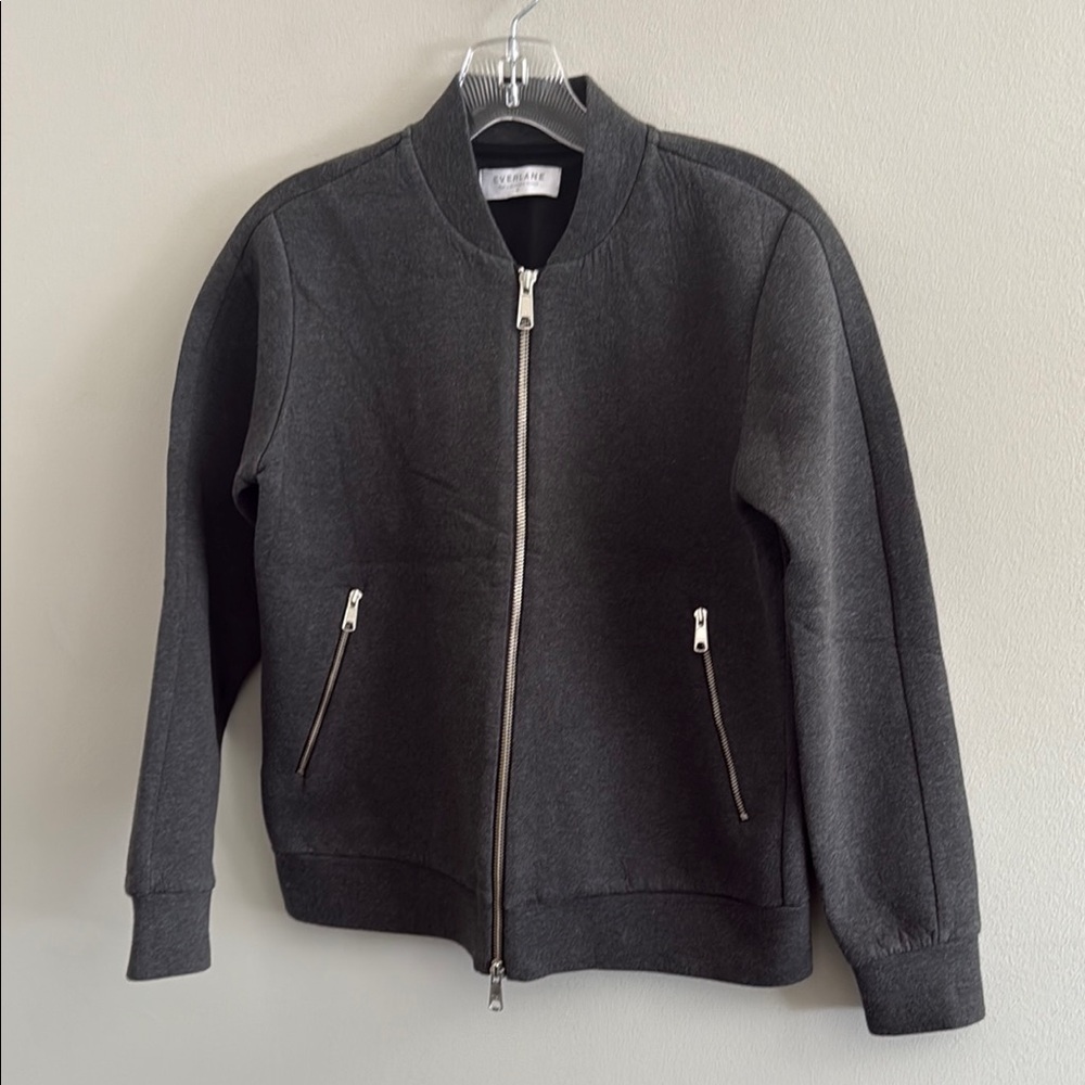Everlane Charcoal Zip-Up Bomber Jacket